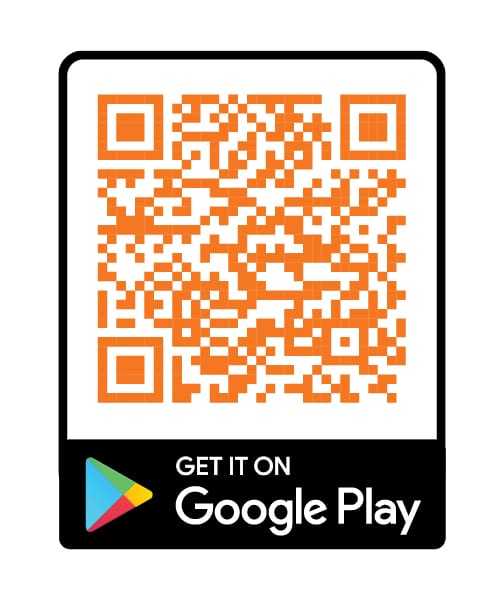 orange qr code with download in the googleplay store
