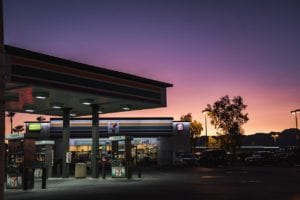 7-11 gas station at dusk