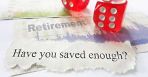 newspaper clipping about retirement savings red dice