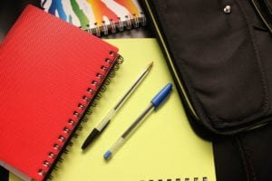 school supplies arranged artistically