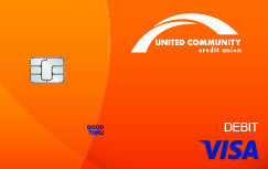orange visa card with uccu logo