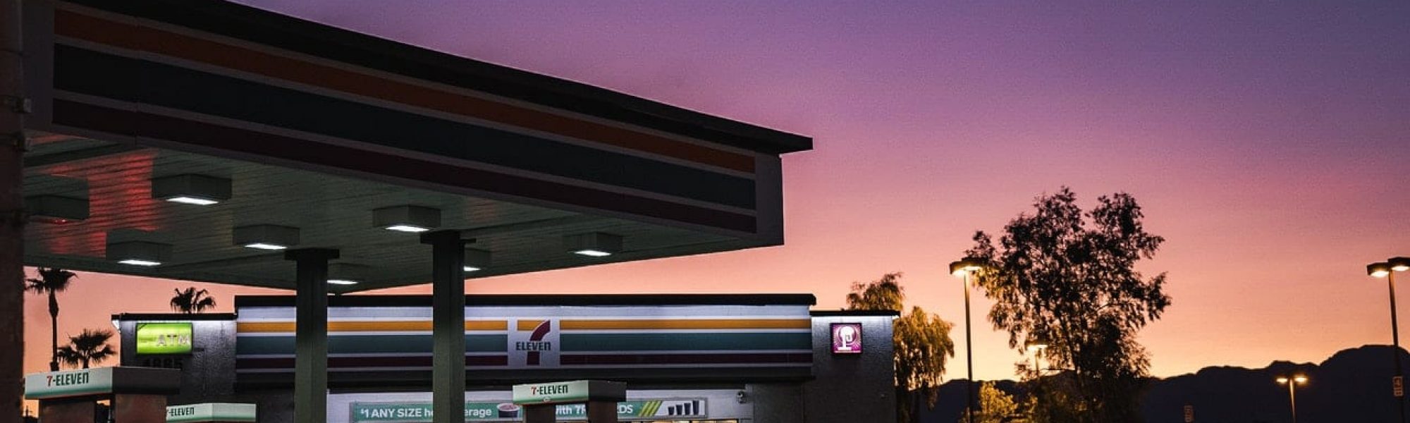 7-11 gas station at dusk